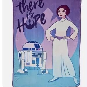 Star Wars Blanket with Princess Leia and R2-D2. NWT.